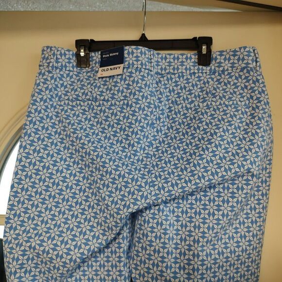 New Old Navy Blue White Designed High Rise Pixie Skinny Ankle Pants Women's 16 - Picture 3 of 3